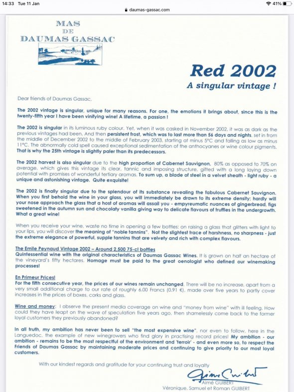 Mas de Daumas Gassac, Vin de Pays, Pays d'Herault