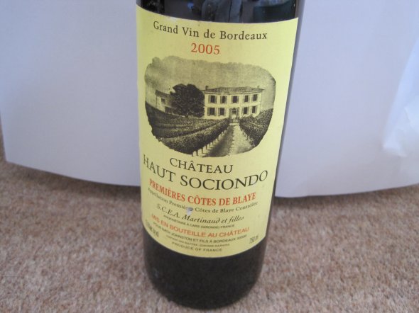 Chateau Haut Sociondo, Premieres Cotes de Blaye