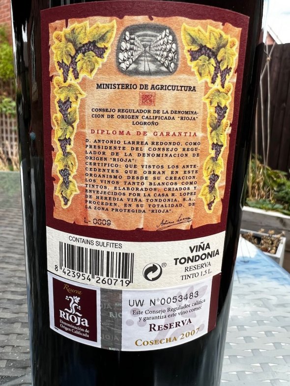 R. Lopez de Heredia, Vina Tondonia, Rioja Reserva