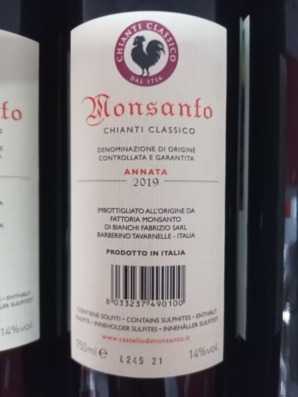 Castello di Monsanto 2019.Suckling 94 WS 93