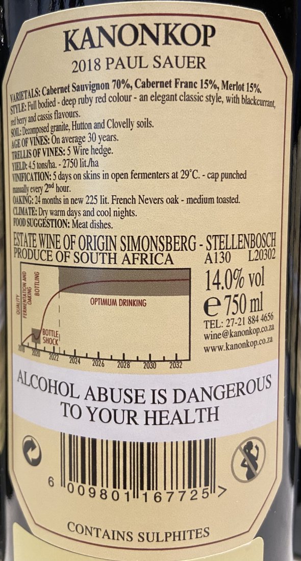 Kanonkop, Paul Sauer, Stellenbosch