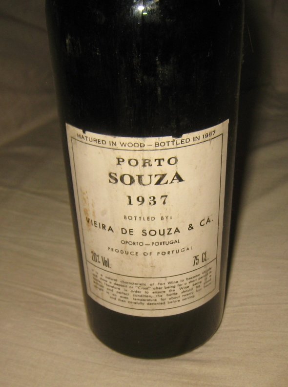 1937 Porto Souza Vintage Port.  Bottled In 1987. 