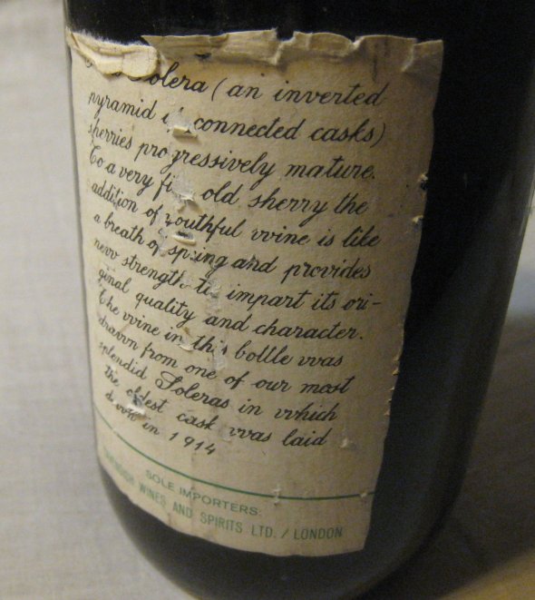 1914 Pemartin Solera Rare Amontillado Sherry.  Jerez, Spain.