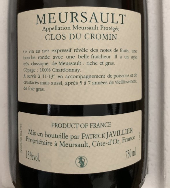Patrick Javillier, Meursault, Du Cromin