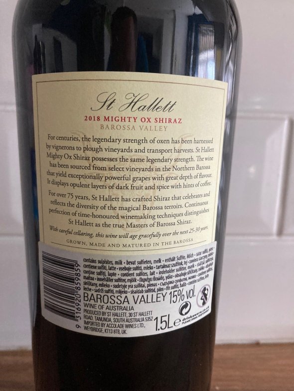 St Hallett Barossa Mighty Ox Shiraz