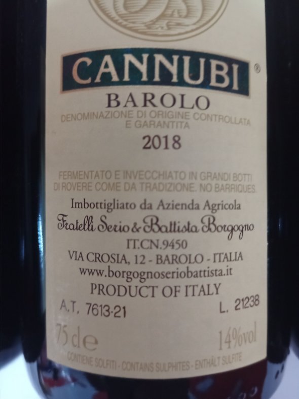 Fratelli Serio & Battista Borgogno, Barolo, 2018 94/100 points, Robert Parker