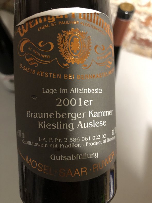 Paulinshof, Brauneberger Kammer Riesling Auslese, Mosel