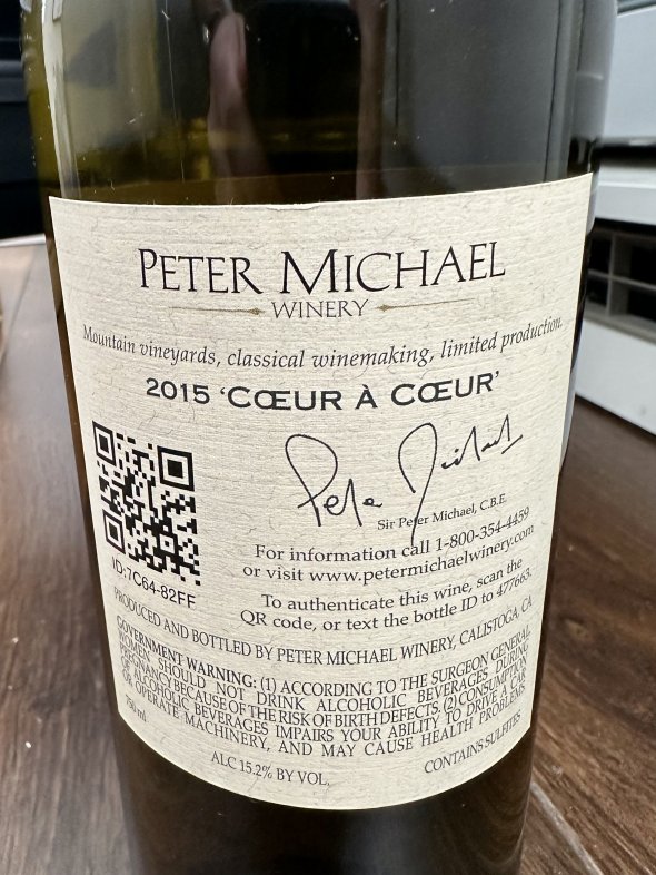 Peter Michael, Coeur A Coeur, Knights Valley