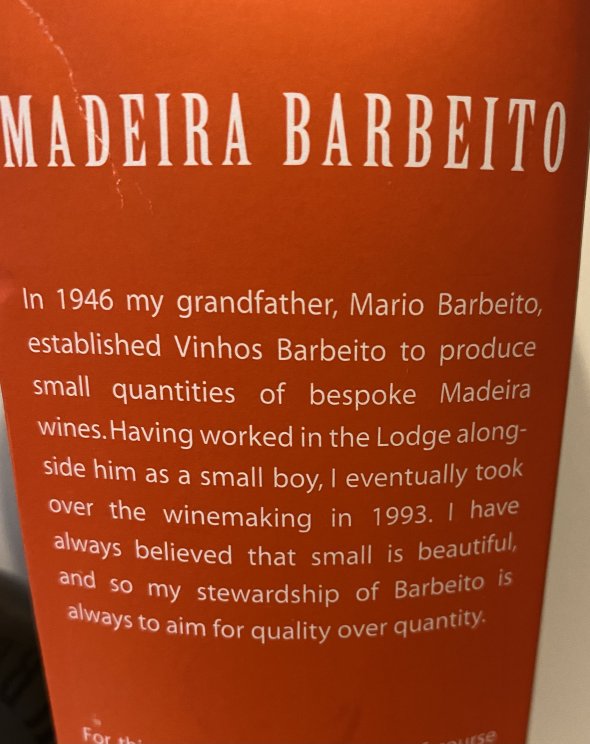 Barbeito, Colheita Single Harvest Madeira 1999