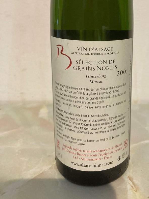 Muscat Selection de Grains noble "Hinterburg" Christian Binner