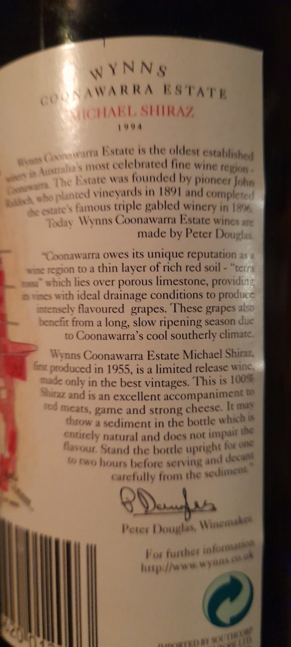 Wynns, Michael Shiraz, Coonawarra