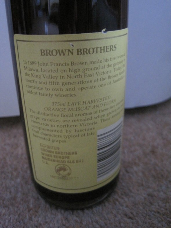 Brown Brothers, Late Harvested Orange Muscat & Flora
