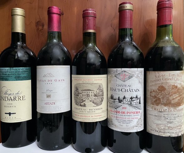 Mixed Lot - 5X Bordeaux 1982, Pomerol 1990, Rioja 
