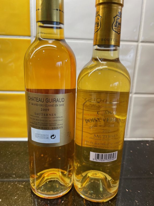 Pair of  Sauternes - 2009 Chateau Doisy-Vedrines and 2009 Chateau Guiraud  - both 375ml