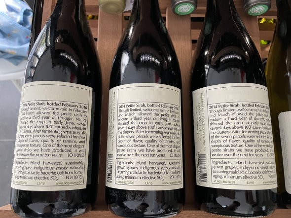 Ridge, Lytton Estate Petite Sirah, Dry Creek Valley