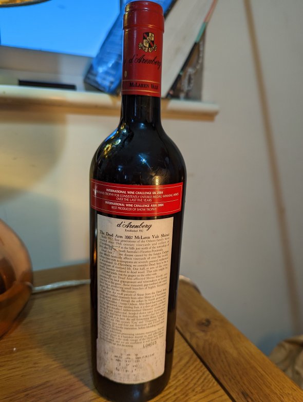 d Arenberg, The Dead Arm Shiraz, McLaren Vale
