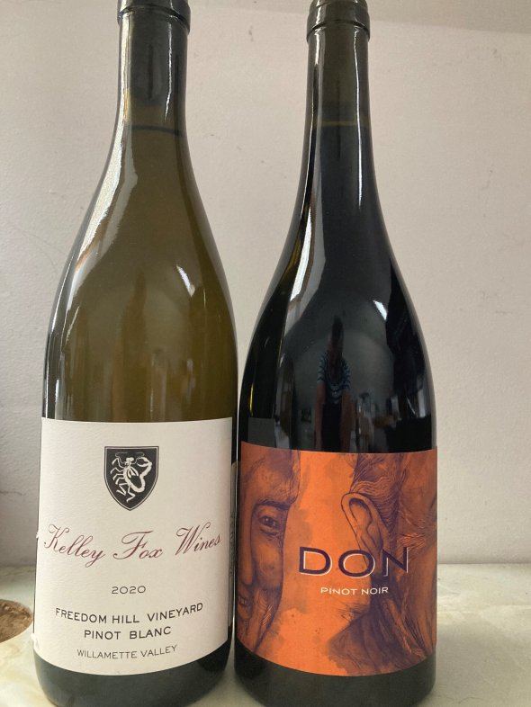 Pinot Blanc Freedom Hill, Kelly Fox Wines Willamette Valley, Oregon 2020 and Barn Block Pinot Noir, Alex Graighead, Nelson  New Zealand 2019