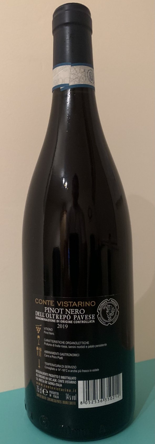 Pinot Nero - RED, Conte Vistarino Soft fruit Pinot noir , elegant with silky tannins .. Good balance on the palate - Not Oaked aged. Produced in the sub region of Lombardia. Vintage 2019 Very well priced - Great value for the quality and style.