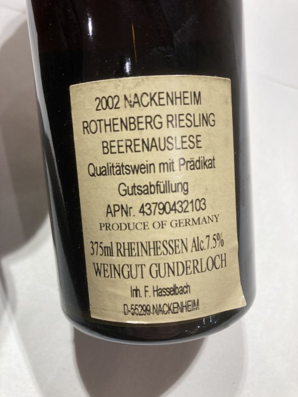 Gunderloch, Nackenheim Rothenberg Riesling Beerenauslese, Rheinhessen 2002