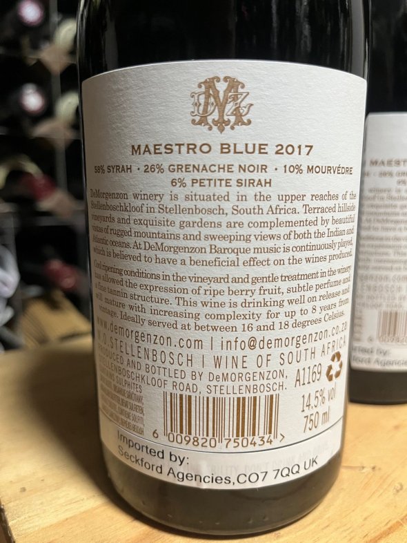 DeMorgenzon, Maestro Blue Label, Stellenbosch