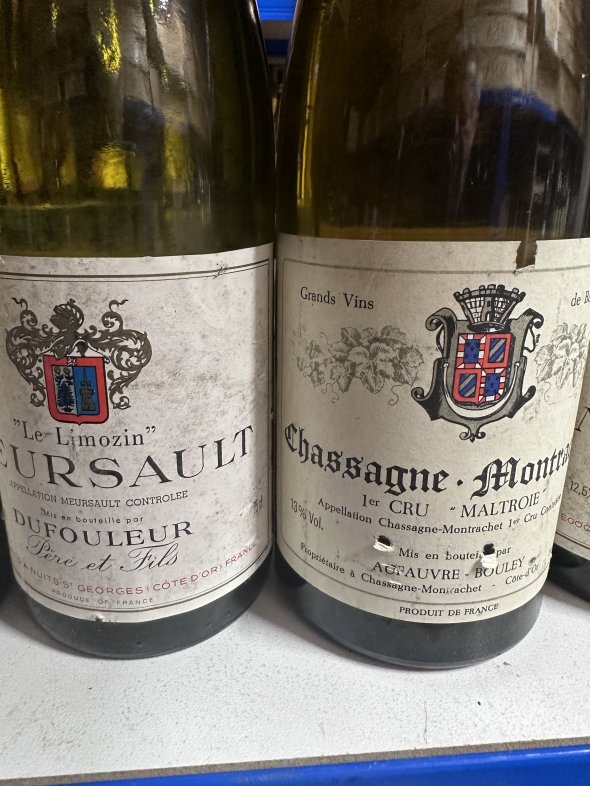 Mature burgundy Mersault and chassagne