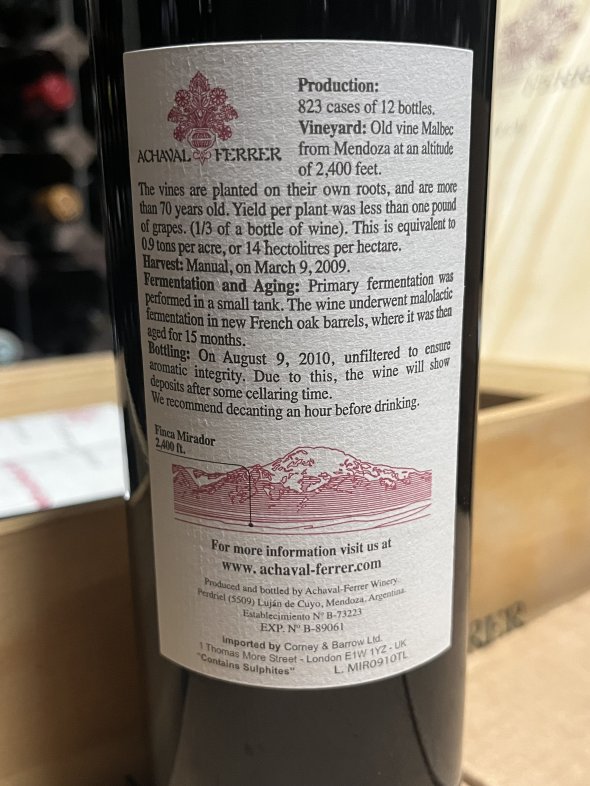 Achaval Ferrer, Finca Mirador, Mendoza