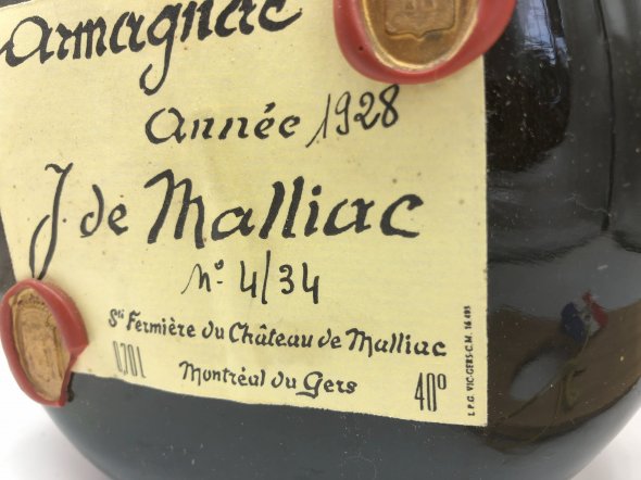 1928 Vintage Armagnac J De Malliac 70CL 40%