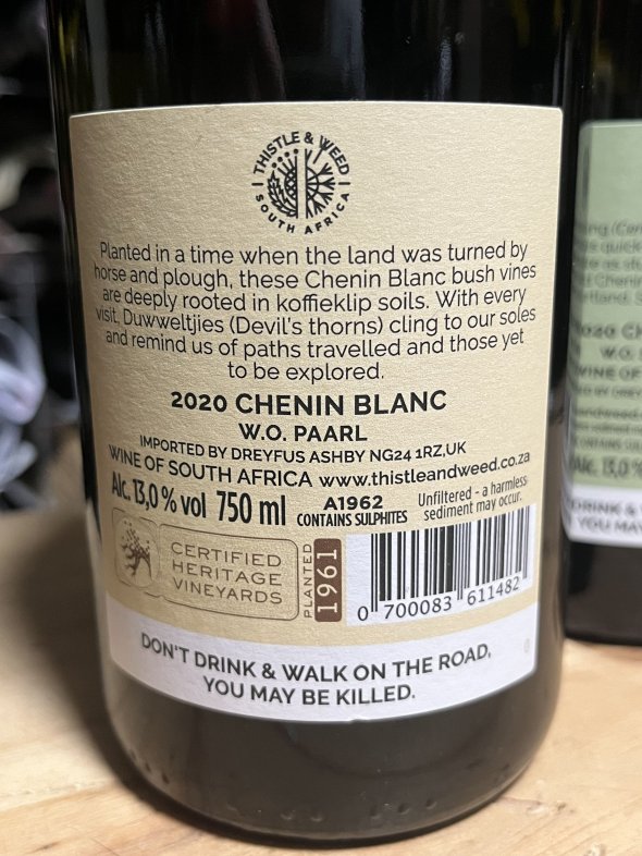Thistle & Weed Chenin Blanc duo, Paarl & Swartland
