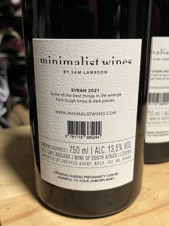 Minimalist Wines 'Stars in the Dark' Syrah, Elim