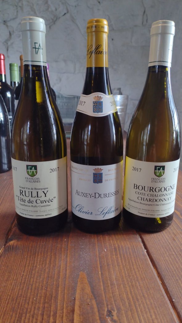 Olivier Leflaive, Auxey-Duresses, Blanc, Francois D' Allianes Rully Tete de Cuvee and Cote Chalonaise Chardonnay.