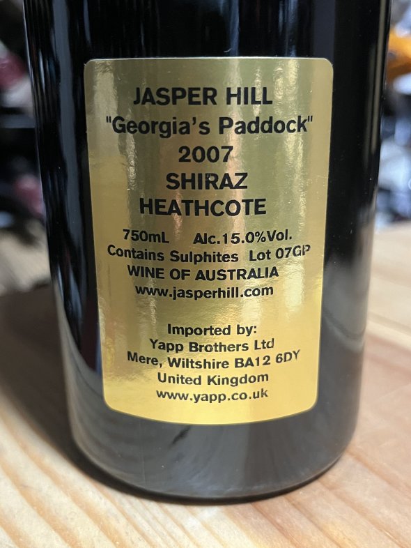 Jasper Hill, Georgia's Paddock Shiraz, Heathcote