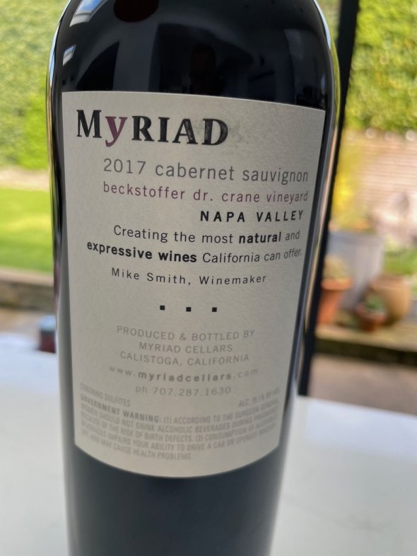 Myriad, Beckstoffer Dr. Crane Vineyard Cabernet Sauvignon, Napa Valley