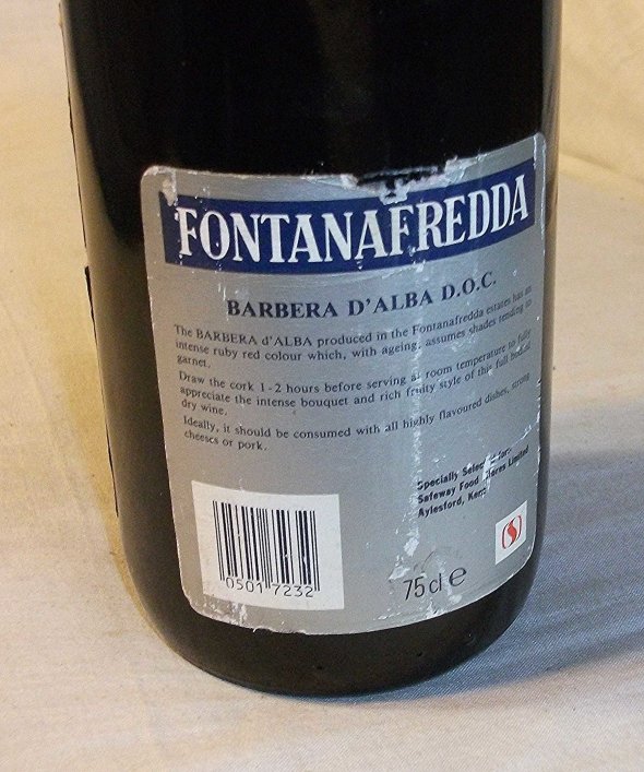 1986 Fontanafredda, Barbera D'Alba.  Piemonte. Italy.