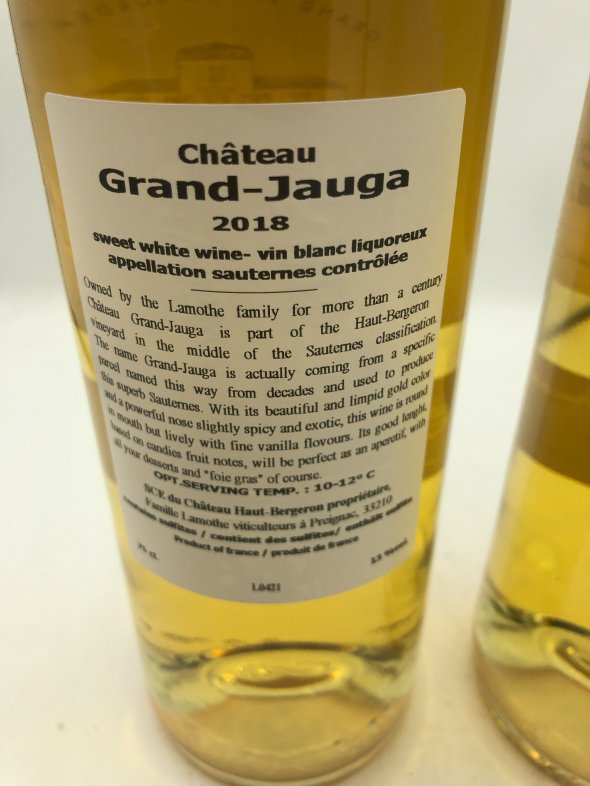Chateau Grand Jauga Cuvee Prestige 2018 Sauternes