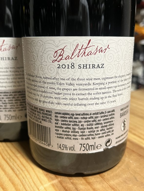 Grant Burge, Balthasar Shiraz, Eden Valley