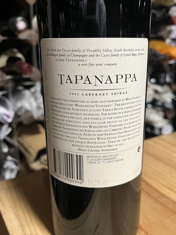 Tapanappa, Whalebone Cabernet Sauvignon Shiraz, Wrattonbully