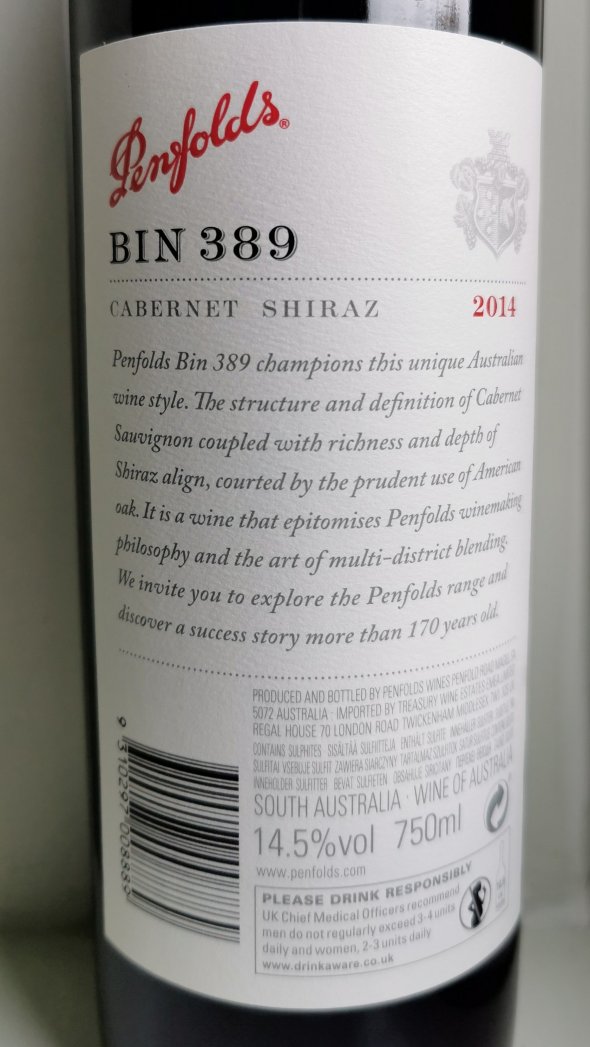 Penfolds, Bin 389 Cabernet Shiraz, South Australia