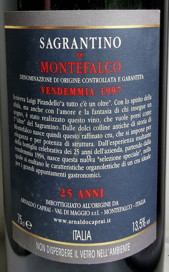 Arnaldo Caprai, Montefalco Sagrantino, Riserva 25 Anni