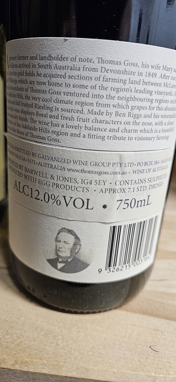 Thomas Goss Adelaide Hills Riesling