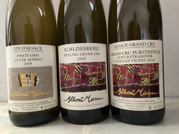 2020 Riesling Grand Cru "Schlossberg" Albert Mann, 2019 Gewurztraminer Grand Cru "Furstentum" Albert Mann, 2019 Pinot Gris &lsquo;Cuv&eacute;e Albert  Albert Mann