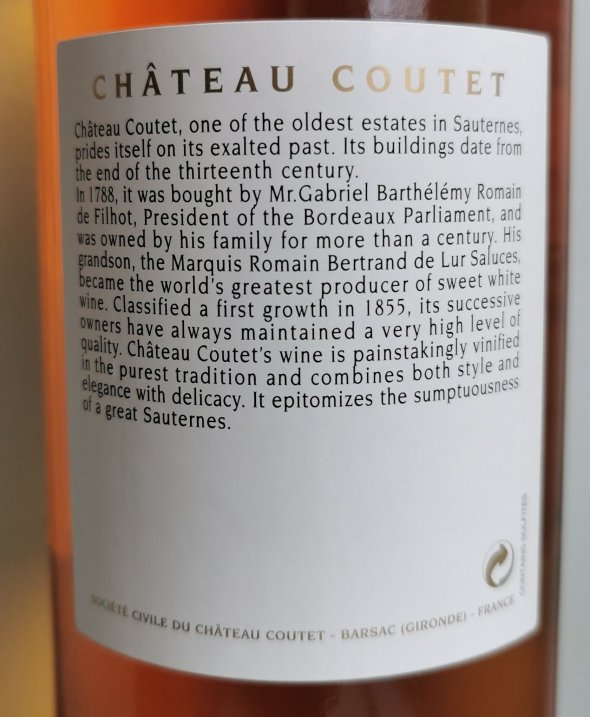 Chateau Coutet Premier Cru Classe, Barsac