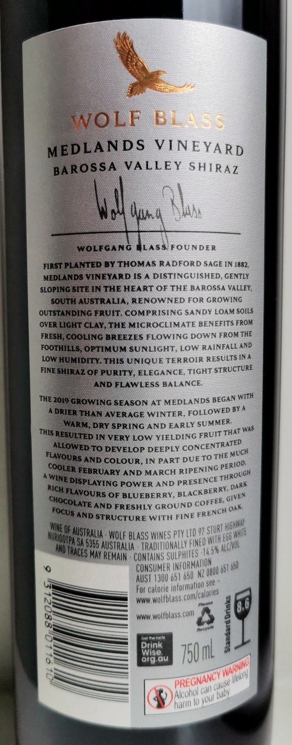 Wolf Blass, Platinum Label Shiraz, Barossa Valley