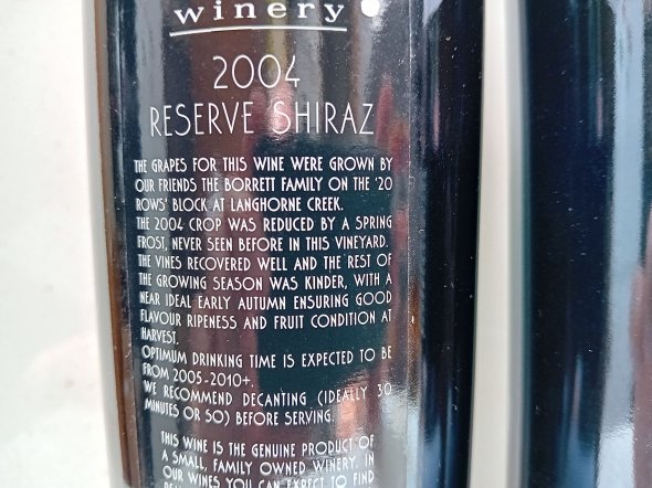 2004 Noon Reserve Shiraz (98 Points RP)