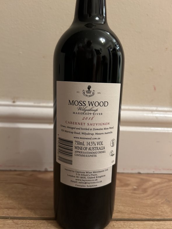 2018 Moss Wood Cabernet Sauvignon, Margaret River, Western Australia