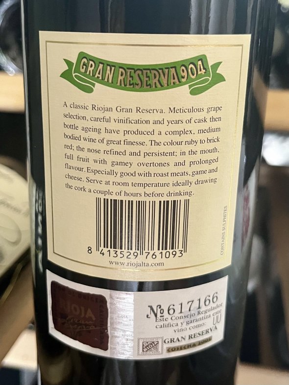 La Rioja Alta, Gran Reserva 904, Rioja, 96 RP pts