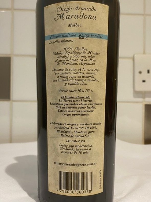 Diego Armando Maradona Malbec Premium Limited Edition