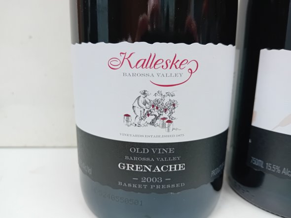 2 Bottles of 2003 Kalleske Old Vine Grenache (96-99 Points RP)