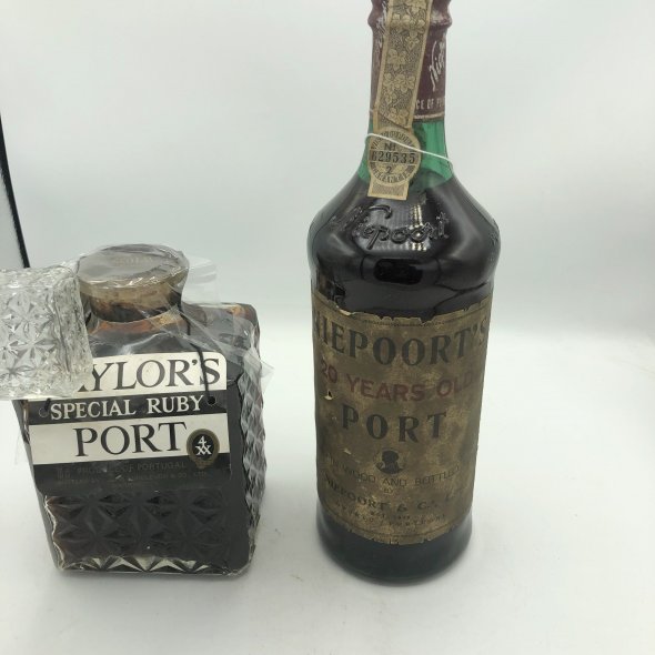 2 X Aged Ports Niepoort 20 Year old Port  & Taylors Special Ruby Decanter 1970's ?