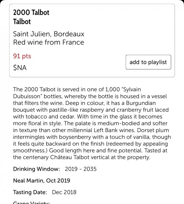 Chateau Talbot 4eme Cru Classe, Saint-Julien