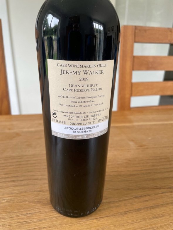 Cape Winemakers Guild (Jeremy Walker), Grangehurst Auction Blend, Stellenbosch